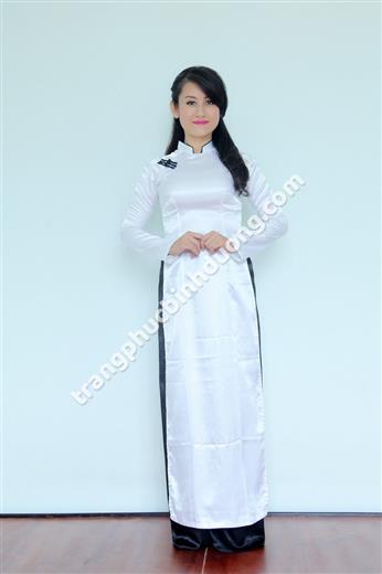 áo dài trắng vền đen nữ 07  - Cho Thuê Mua Bán Phục Trang Bình Dương